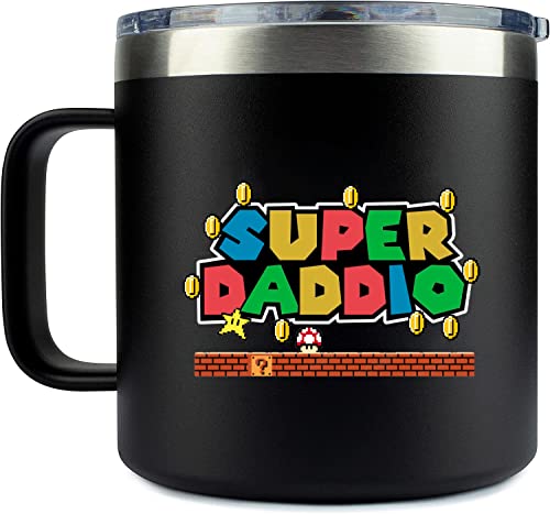 14oz Mug- Super Daddio | Gifts for Dad for Christmas Dad Birthday Gift - Dad Gifts from Daughter Son - Birthday Gifts for Dad - Step Dad Gifts - Best Dad Ever Gifts - Super Mario Gifts - New Dad Gifts