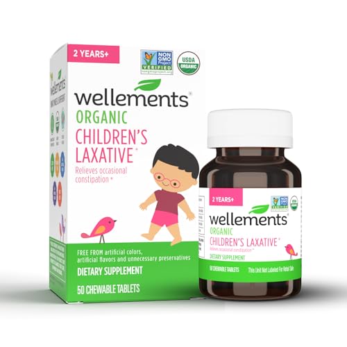 Wellements Organic Children's Laxative, Gentle Constipation Relief for Kids, Made with Organic Senna Leaf, USDA Certified Organic and Non-GMO, Free from Gluten, Artificial Colors and Flavors, Ages 2+