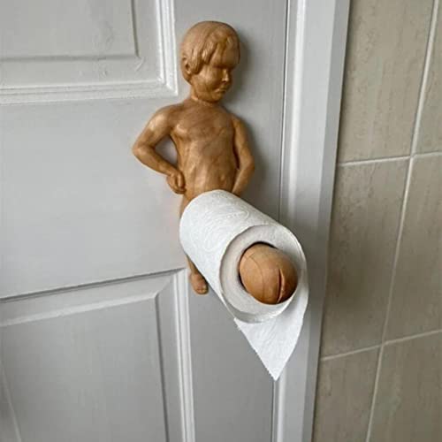 SAINGACE Funny Toilet Paper Holder, Wooden Boys Pe𝗇𝗂s Wall Mount Toilet Roll Holder (1 PC)