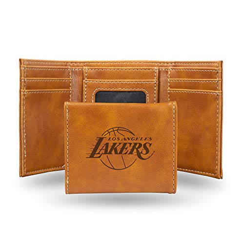 Rico Industries Laser Engraved Trifold Wallet, Los Angeles Lakers, Brown