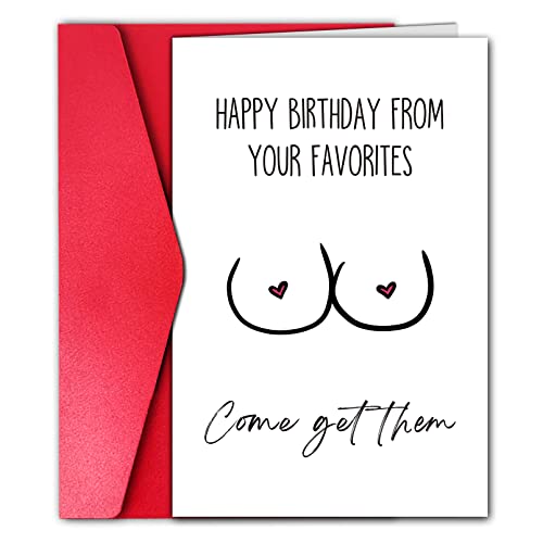 GYYsweetus Funny Husband Birthday Card, Sexy Birthday Gift, Rude Bday Card for Boyfriend, Humorous Birthday Card from Wife Girlfriend (Come Get Them)