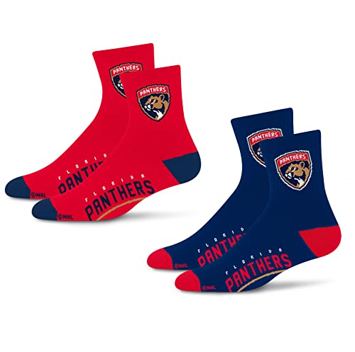 For Bare Feet NHL Florida Panthers Quarter Sock Two Pack Team Colors Large