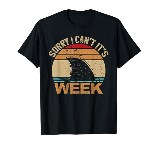 Sorry I Can't It's Week Funny Vintage Shark lovers T-Shirt
