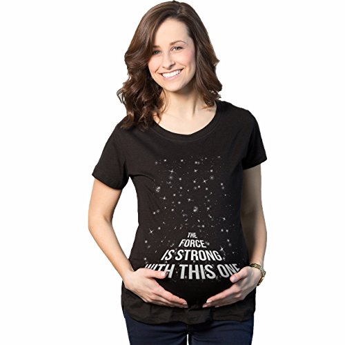 Maternity Force is Strong Funny Pregnancy T Shirt Graphic for Expecting Mothers Funny Graphic Maternity Tee Funny Movie T Shirt Funny Maternity Shirts Black L