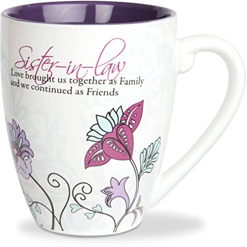 Pavilion Gift Company Mark My Words Sister In Law Floral Butterfly Coffee Tea Mug, Large, Purple,591 milliliters