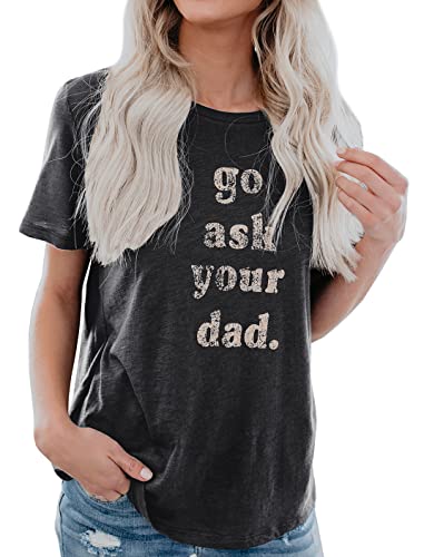 IRISGOD Womens Mom Shirt Summer Funny Short Sleeve Mommy Graphic Tees T-Shirts Dark Gray