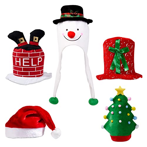 THE TWIDDLERS - 5 Christmas Novelty Party Hats Assorted Festive Xmas Designs Funny Fancy Headwear Costume for Kids and Adults Photo Props Party Accessories