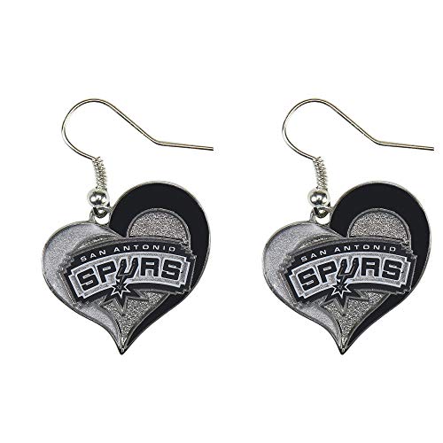 Aminco NBA San Antonio Spurs Swirl Heart Earrings, 2.5