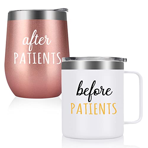 Gtmileo Nurse Gifts for Women, 12 oz Before Patients After Patients Stainless Steel Insulated Coffee Mug Tumbler Set, Nurse Week Appreciation Graduation Gifts for Nurse Practitioner Doctor Therapist