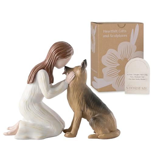 Storieme German Shepherd Gifts for Women: Angel of Friendship Dog Figurines for Dog Lovers, Sympathy Pet Memorial Gifts, Dog Bereavement Gift for Dogs Lovers