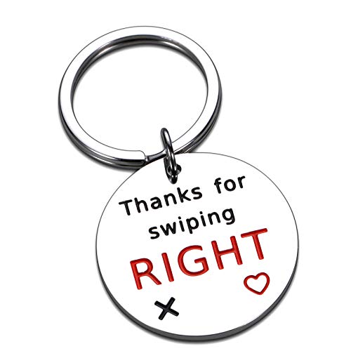 Funny Gag Gifts for Couple Boyfriend Girlfriend Valentine Anniversary Birthday Gifts for Men Women Husband Wife Swiping Right Online Dating Keychain for Him Her Fiance Wedding Engagement Present