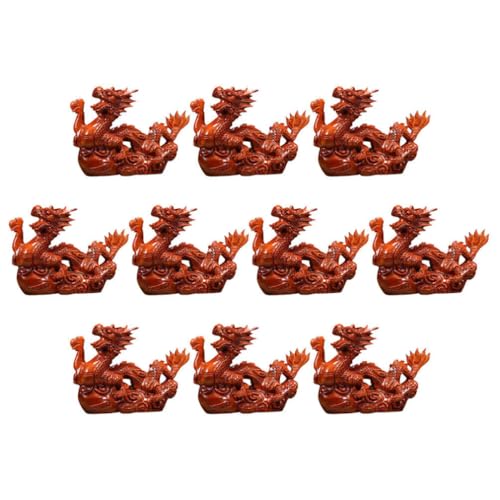 EXCEART 10pcs Wooden Chinese Fengshui Dragon Figurine Statue 10cm Mini 2024 Year of The Dragon Gift Chinese Zodiac Dragon Figurines Wood Hand Carved Dragon Sculpture
