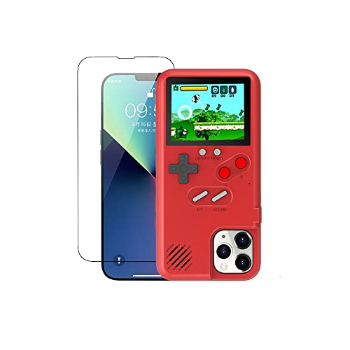 Gameboy Case for iPhone X, VOLMON Shockproof Case Cover with 3D Video Games for iPhone Xs, Color Display 36 Retro Games Case, Pretty Girl Case Funny for iPhone X/Xs, 5.8 Inch Red