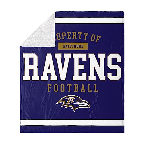 FOCO Baltimore Ravens NFL Team Property Of Sherpa Fleece Blanket