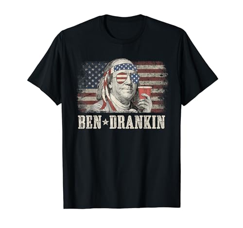 Ben Drankin Beer 4th of July Vintage Flag Funny T-Shirt