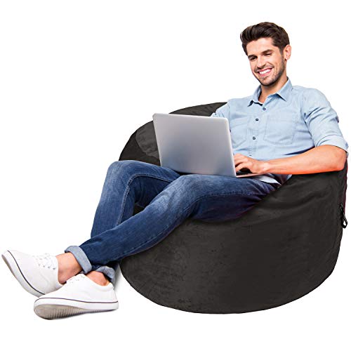 Amazon Basics Memory Foam Filled Bean Bag Chair with Microfiber Cover 4 ft, Grey, Solid