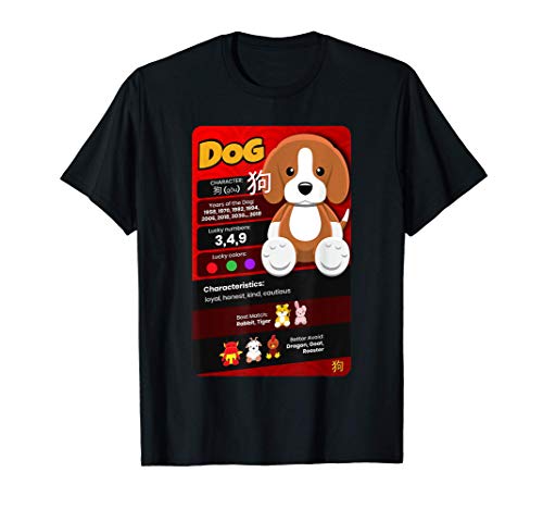 Chinese Zodiac Horoscope Animal Facts Card Year of the Dog T-Shirt