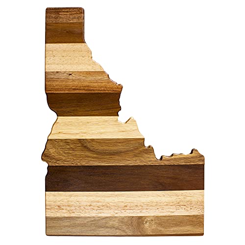 Rock & Branch Shiplap Series Idaho State Shaped Wood Cutting Board and Charcuterie Serving Platter, Includes Hang Tie for Wall Display