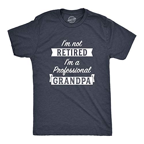 Crazy Dog Mens T Shirt Im Not Retired Im A Professional Grandpa Fathers Day Funny Retirement Tee for Grandads and Grandchildren to Retiring Grandfather Heather Navy XL