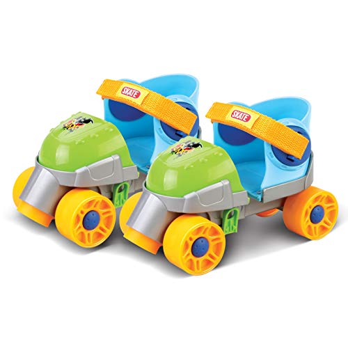Grow-with-Me Easy Training Adjustable Inline Rollerskates - Quad-Style 4 Wheel Roller Skates for Kids, Toddler, and Children (Green)