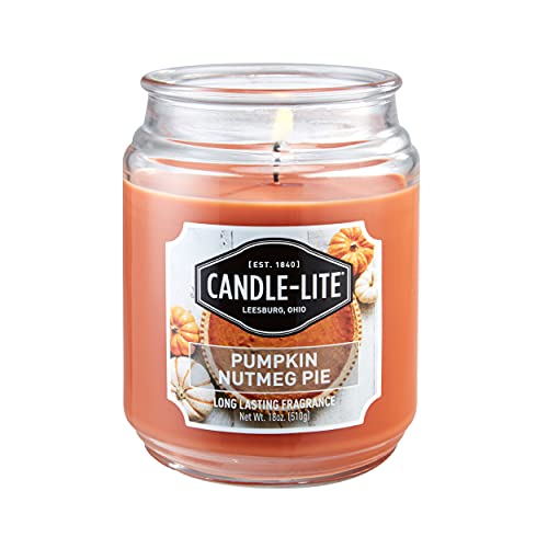 Candle-lite Scented Candles,Pumpkin Nutmeg Pie Fragrance, One 18 oz. Single-Wick Aromatherapy Candle with 110 Hours of Burn Time, Orangecolor