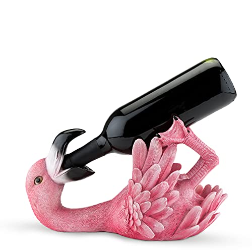 True Flirty Flamingo Polyresin Wine Bottle Holder, Perfect for Kitchen Decor, Wine Accessories, Wine Bar Decor, Holds 1 Standard Wine Bottle, Set of 1