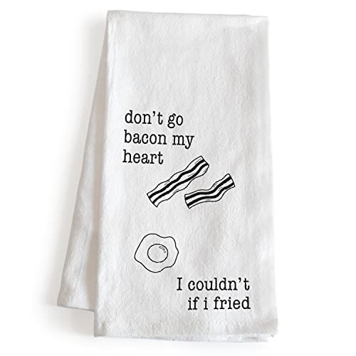 Don't Go Bacon My Heart 18x24 Inch Funny Kitchen Towel Saying, Bacon Dish Towel, Bacon Hand Towel Bacon Kitchen Towel Funny Dish Towel Saying Funny Saying Kitchen Towel Funny Tea Towel Funny