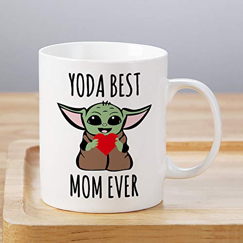 LOZACHE Baby Yoda Gifts for Mom, 11oz Best Mom Ever Coffee Mug for New Mom To Be Mama Women Mothers' Day Gift Birthday Christmas Gift idea Present from Daughter Son Husband (Yoda Mom)