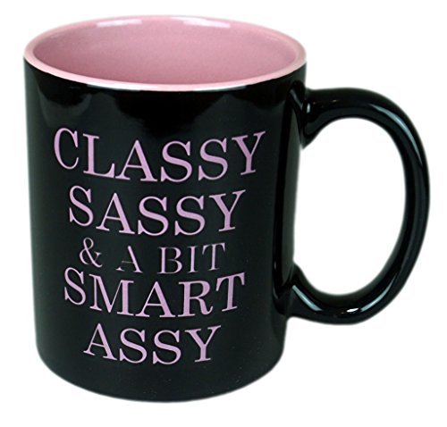 Funny Guy Mugs Classy Sassy and A Bit Smart Assy Ceramic Coffee Mug - 11oz - Ideal Funny Coffee Mug for Women and Men - Hilarious Novelty Coffee Cup with Witty Sayings