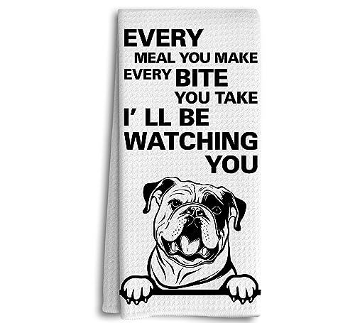 Dwept Every Meal You Make Every Bite You Take Dish Towels, Funny Tea Towels, English Bulldog Decor, Dog Decorative Kitchen Towels,Dog Gifts for Dog Mom Women, English Bulldog Hand Towels for Bathroom