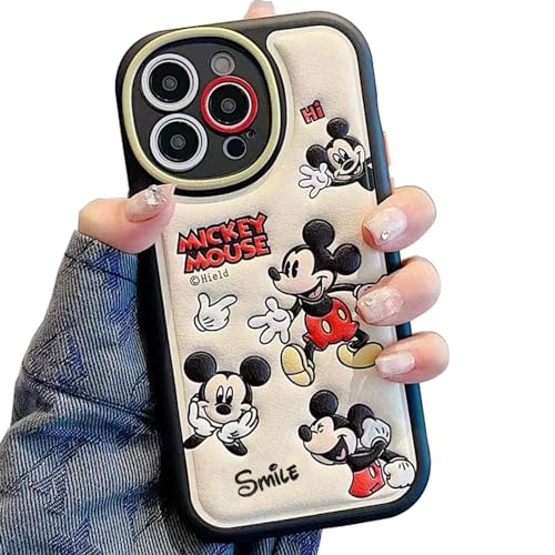 Compatible Case for iPhone 15 pro max 6.7'', Kawaii Phone Case TPU Leather Phone Emboss Cartoon case Soft Rubber Shockproof Protective for Cute iPhone 15 pro max Case Cover for Women Girls Black