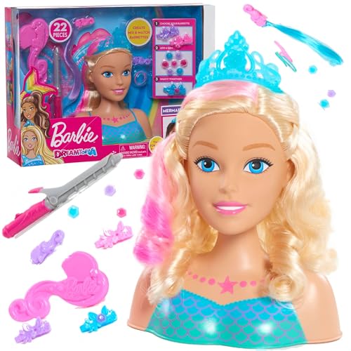Barbie Dreamtopia Mermaid Styling Head, 22 pieces, Kids Toys for Ages 3 Up by Just Play