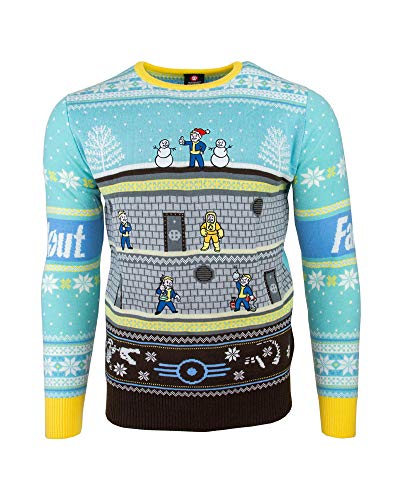 Numskull Unisex Official Fallout Vault Knitted Christmas Jumper for Men or Women - Ugly Novelty Sweater Gift Multi