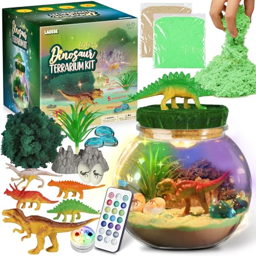 Dinosaur Terrarium Kit for Kids - Dino Kid Crafts with DIY Moon Lamp Painting Kit - Birthday Gift for Boys Ages 4 5 6 7 8-12 Year Old - Arts and Crafts for Boys and Kids - Dinosaur Toys for Boys