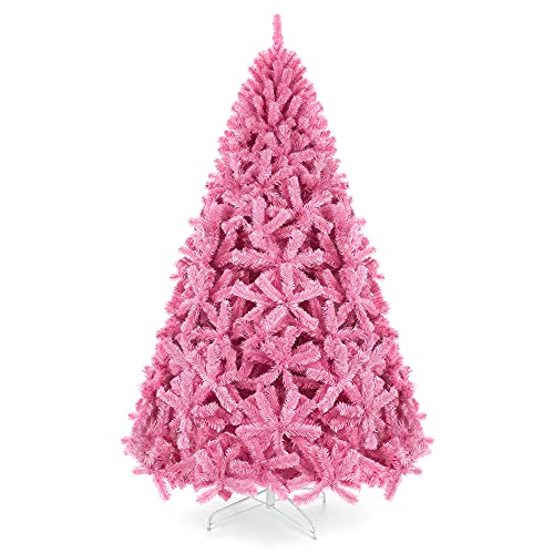 Best Choice Products 6ft Pink Christmas Tree Artificial Full Fir Tree Seasonal Holiday Decoration w/ 947 Branch Tips, Foldable Stand