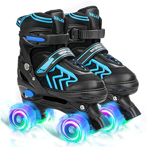 SZHZS Adjustable Toddler Kids Roller Skates with Light Up Wheels for Boys Girls Beginners for Indoor Outdoor Sports - Small Size