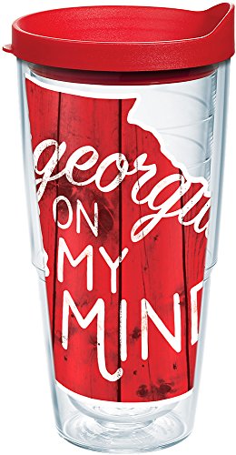 Tervis Georgia On My Mind Tumbler with Wrap and Red Lid 24oz, Clear