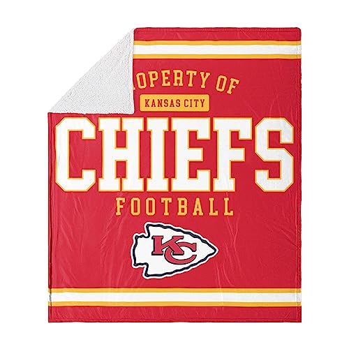 FOCO Kansas City Chiefs NFL Team Property Of Sherpa Fleece Blanket