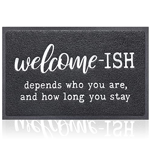 Welcome Mats Front Door Mat Indoor Outdoor Entryway with Anti Slip Rubber Back Funny Welcome-ish Depends Who You are and How Long You Stay Entrance Decor for Home Farmhouse 18'x30'