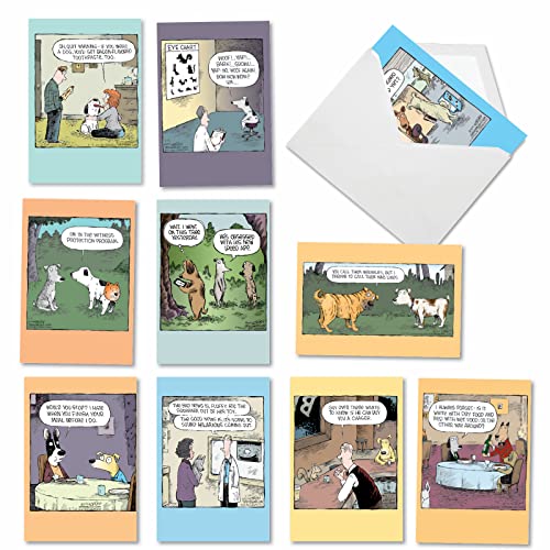 NobleWorks - 10 Assorted Funny Happy Birthday Dog Cards - Bday Greeting Cards with Dogs Humor, Bulk Boxed Note Card Set - Dog Days A2665BDG
