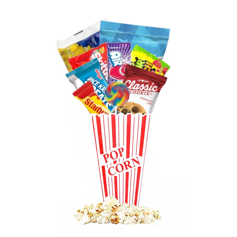 Celebration Gift Popcorn Set: Perfect For Mothers Day Gift, Teachers, Graduations, Birthdays & More - Includes Movie Night Snacks, Kids Candy Bouquet, Thank You Gift, Care Package (Chocolate Chip)