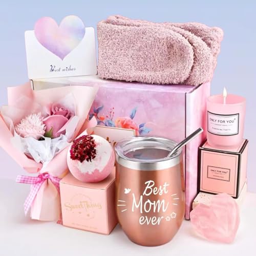 JUPOZOP New Mom Gifts for Women After Birth, Birthday Gifts for Mom from Daughters, Relaxing Gifts for Mom Baskets, Gift Basket for Mom Grandma Nana Mother in Law Women