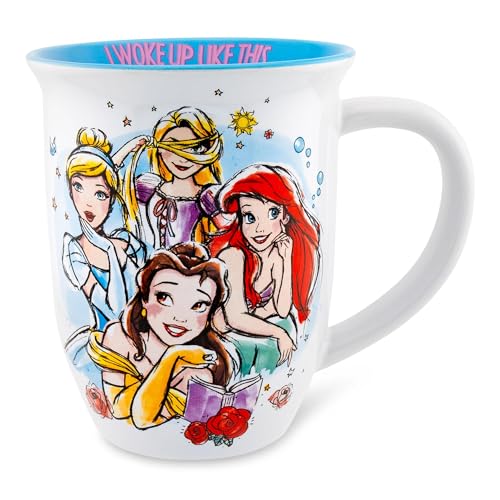 Disney Princess I Woke Up Like This Wide Rim Ceramic Mug | Large Coffee Cup For Tea, Espresso, Cocoa | Holds 16 Ounces