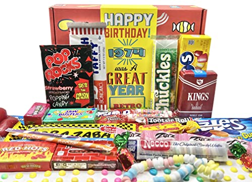 RETRO CANDY YUM ~ 1974 50th Birthday Gift Box of Nostalgic Candy from Childhood for 50 Year Old Man or Woman Born 1974 Jr