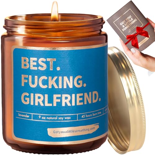 Gift for Girlfriend - Lavender Scented Candle, Birthday Gifts for Girlfriend from Boyfriend, Girlfriend Gifts, Cute Couple Anniversary Love Presents Ideas for Her, Girlfriend Candle, Soy Wax, 9oz