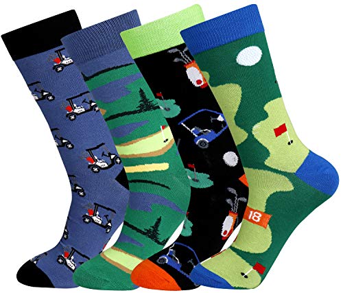 xiaomaizi Men's Funny Crazy Cotton Crew Dress Socks for Boys Fun Golf Casual Socks Size 9-11