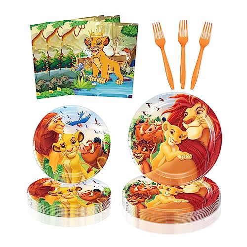 80 Pcs Lion King Party Supplies Disposable Tableware Include Plates,Cupsand Napkins for Girls and Boys Lion King Party Decoration (Serves 20)