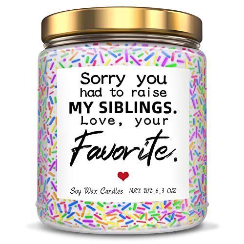 Jumway Candle Gifts for Mom Dad Parents - Sorry You Had to Raise My Siblings, Love, Your Favorite - Humor Father's Day Mother's Day Gifts for Mom Dad Parents Soy Wax Candle 6.3oz
