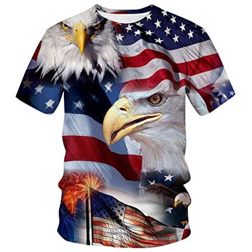 Lurhonp USA Flag Tshirt Funny American Eagle Graphic Fashion T-Shirts for Mens Womens,Color3,L