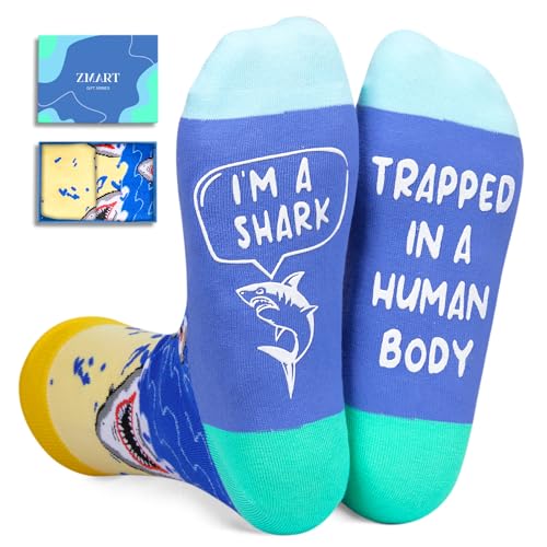 Zmart Funny Shark Socks Crazy Shark Gifts for Women Men, Shark Gifts for Shark Lovers Animal Socks Ocean Gifts Teens Boys Girls